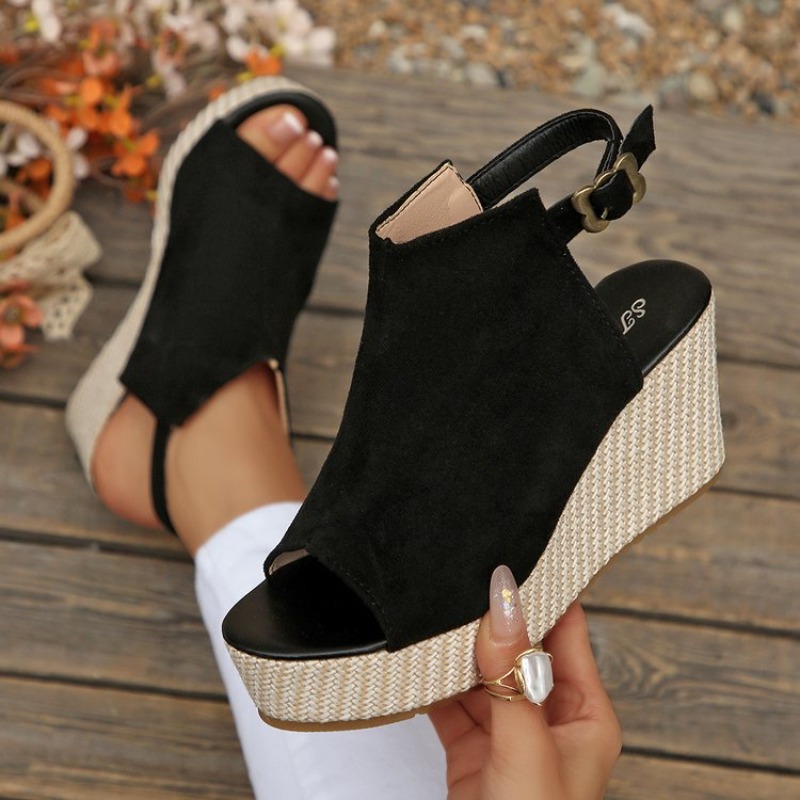 Espadrille Wedge Shoes - Women Sandals Summer Wedge Platform Suede
