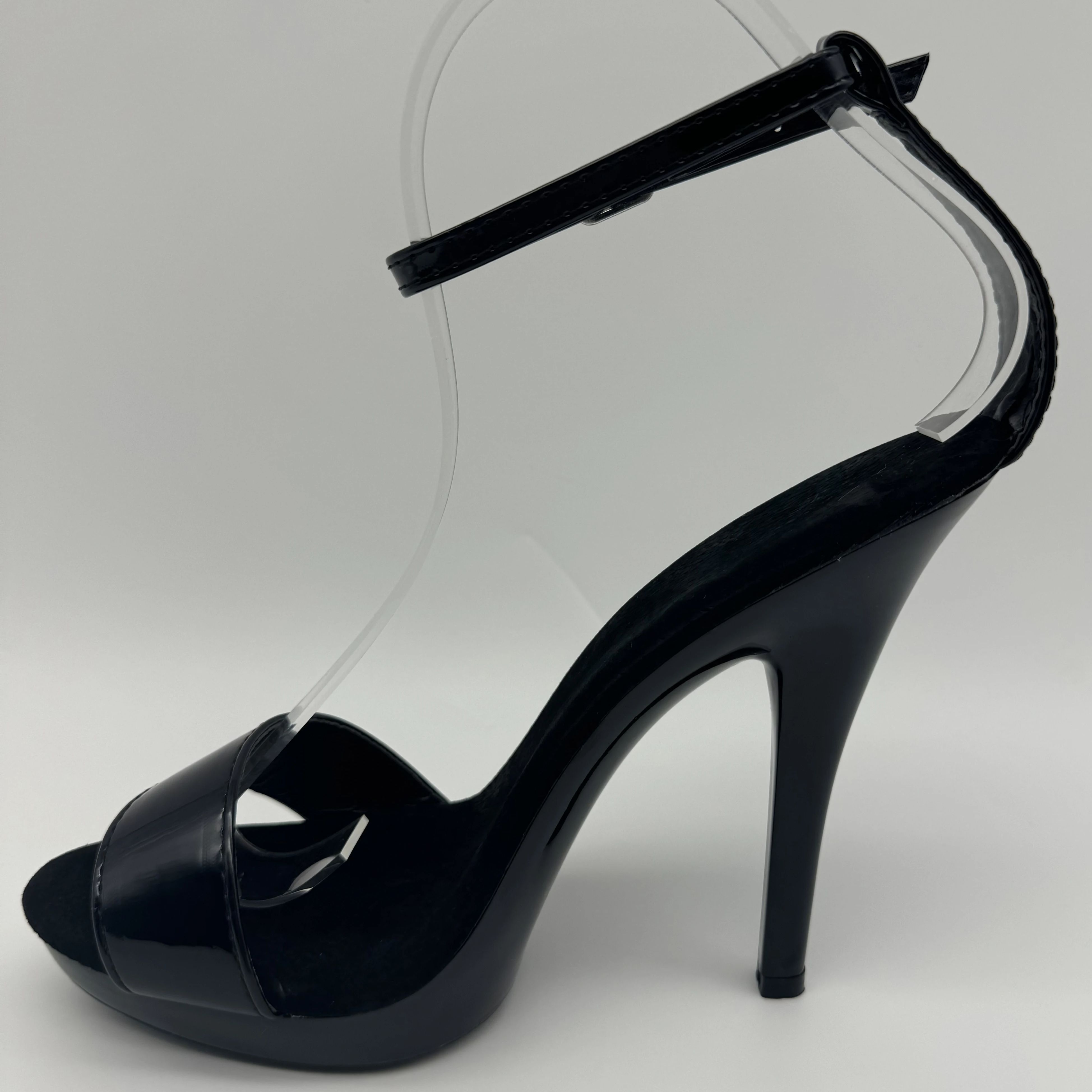 Wide Fit Heels - Black Patent Stilettos 13cm - Wide