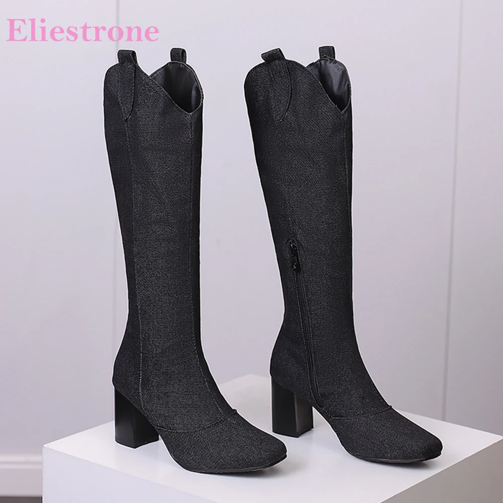 Women'S Shoes Size 12 - New Winter Black Blue Women Knee