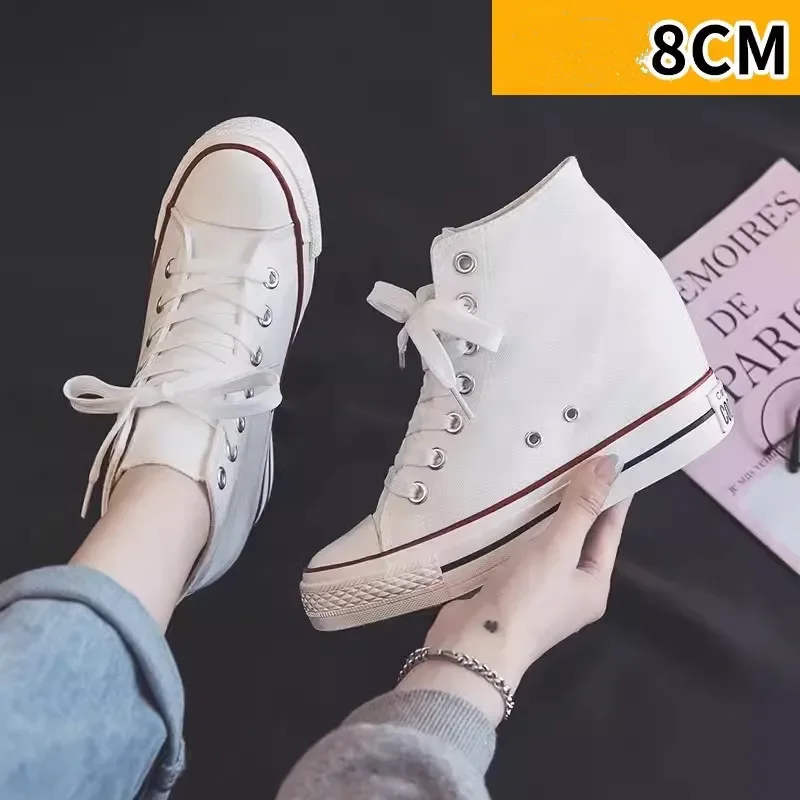 Women Shoes Size Chart - High 8cm Platform Canvas Shoes for