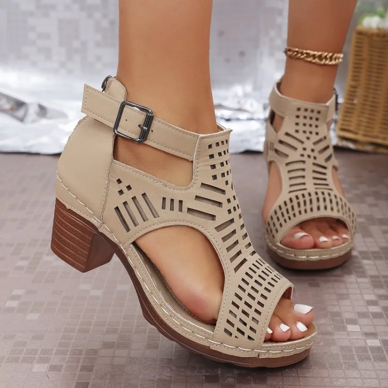 Cork Wedge Sandal - Roman Style Women'S Sandals Breathable And