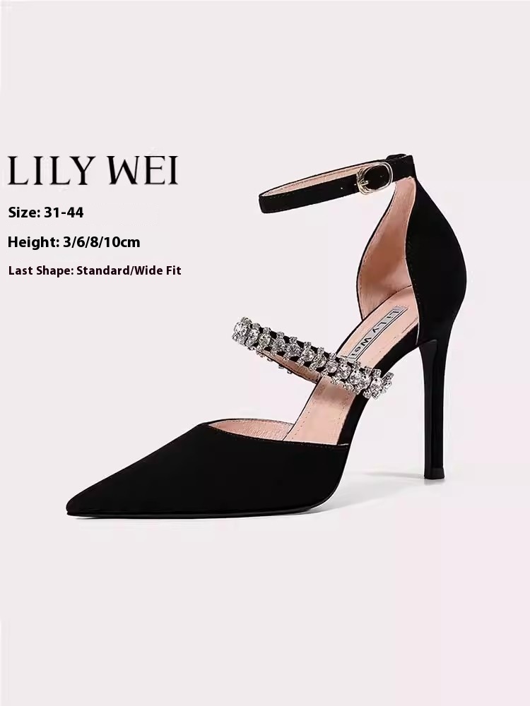 Wide Fit Heels - Low-heeled thin high-heeled wedding shoes summer