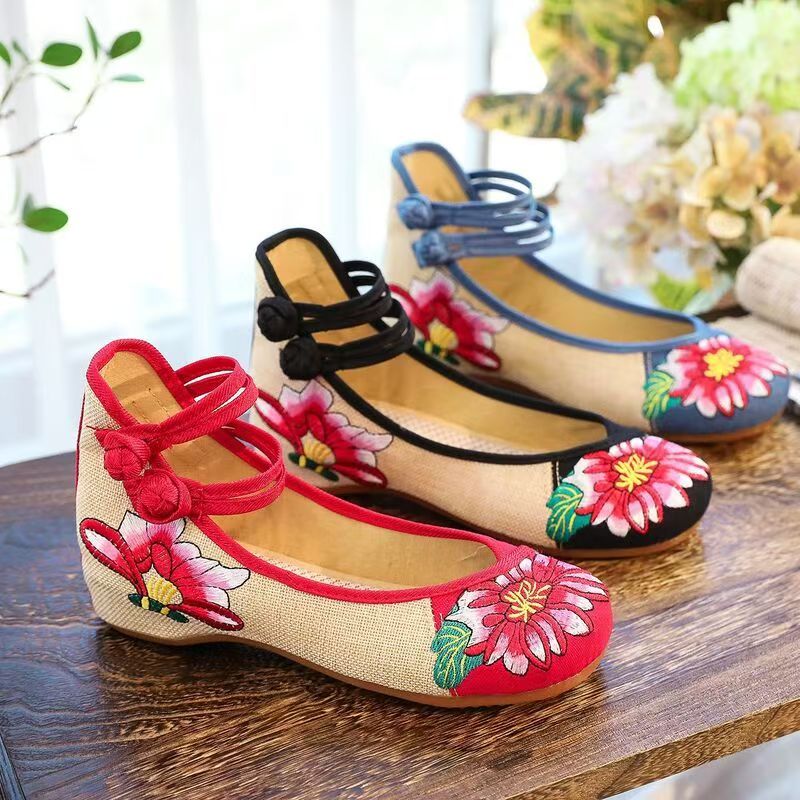 Ballet Flat Women - Woman Wedges Embroidered Cloth Shoes Spring