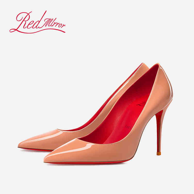 Women'S Shoes Red Bottoms - Naked color High heels Red Shiny