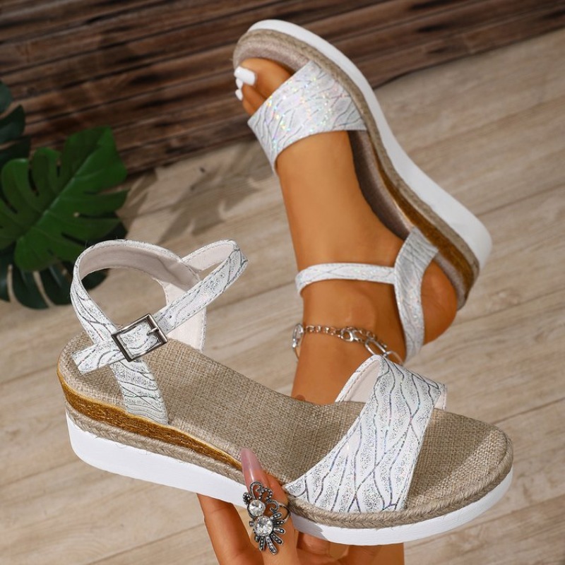 Espadrille Wedge Shoes - Wedge Sandals for Women White Platform