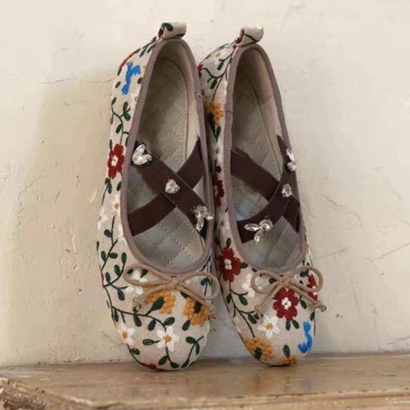 Embroidery Flower Ballet Flats - đánh giá và giá Ballet Flat Women