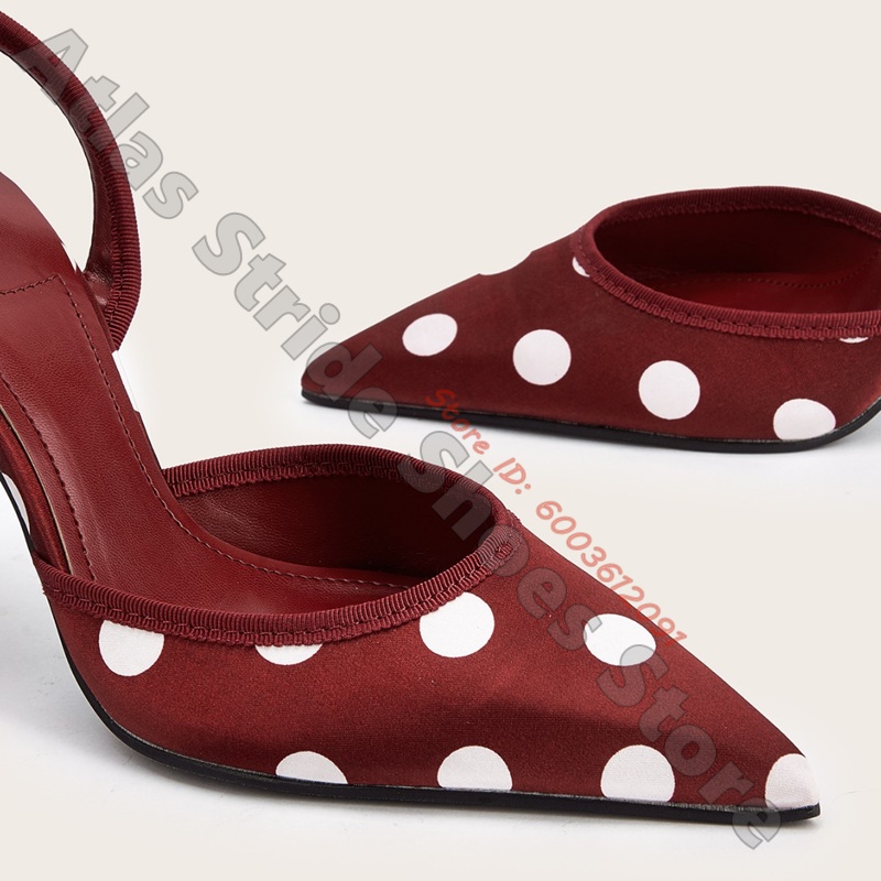 Satin White Polka Dot Pointed  - đánh giá và giá Wide Fit Heels