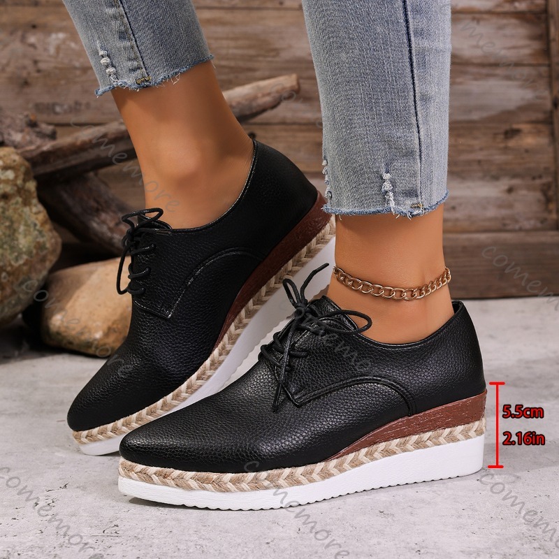 Leather Lace-Up Women's Wedge  - đánh giá và giá Espadrille Wedge Shoes