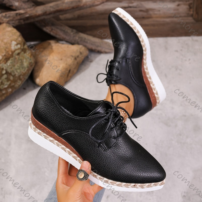 Leather Lace-Up Women's Wedge  - đánh giá và giá Espadrille Wedge Shoes