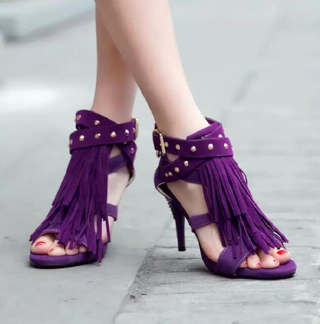 Sexy Purple Black Faux Suede T - đánh giá và giá Women'S Shoes Size 12