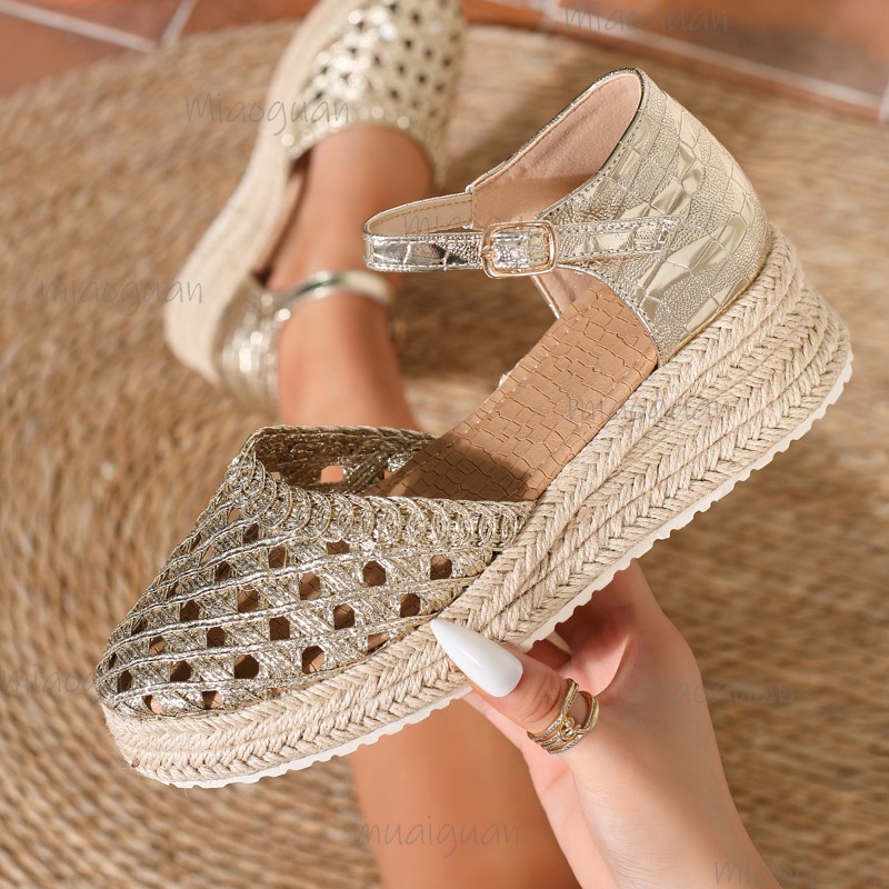 Boho Women's Hollow Out Woven  - đánh giá và giá Espadrille Wedge Shoes