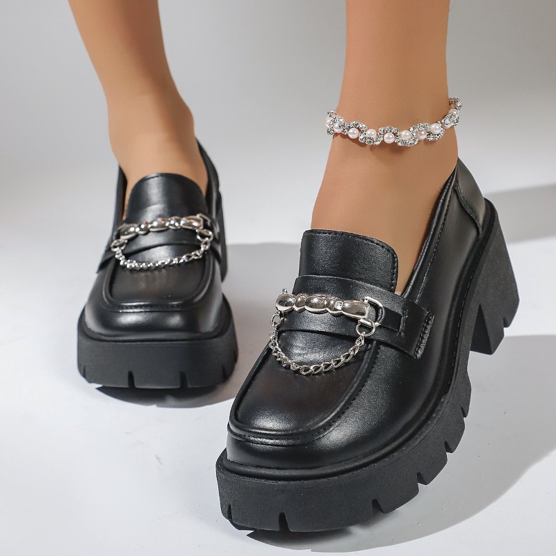 2026 Fashion Metal Chain Platf - đánh giá và giá Women'S Shoes Loafers Black