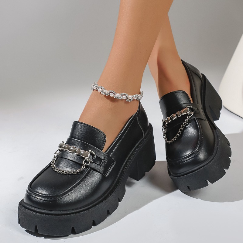 2026 Fashion Metal Chain Platf - đánh giá và giá Women'S Shoes Loafers Black