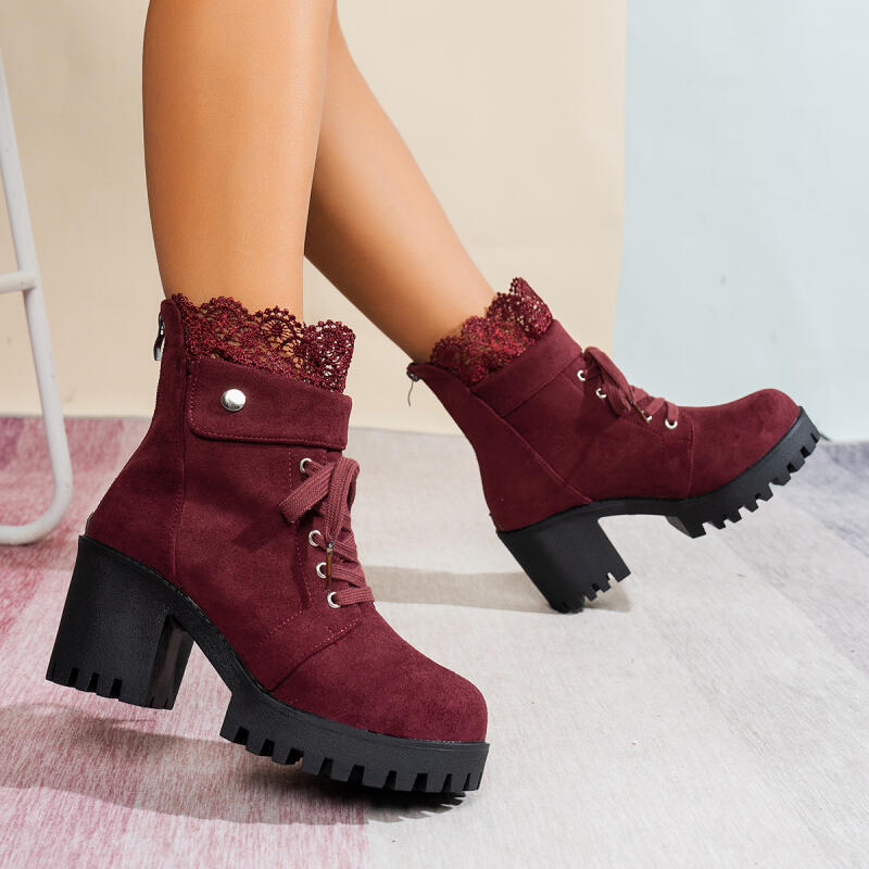 Sexy Lace Patchwork Thick Bott - đánh giá và giá Women'S Shoes Red Bottoms