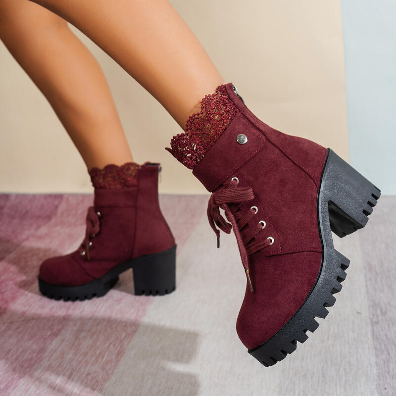 Sexy Lace Patchwork Thick Bott - đánh giá và giá Women'S Shoes Red Bottoms