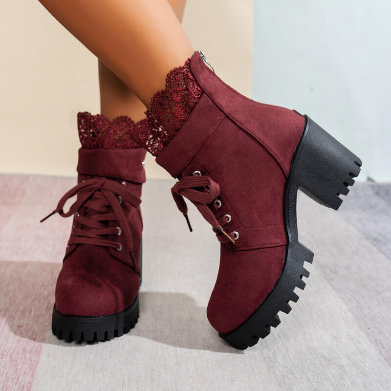 Sexy Lace Patchwork Thick Bott - đánh giá và giá Women'S Shoes Red Bottoms