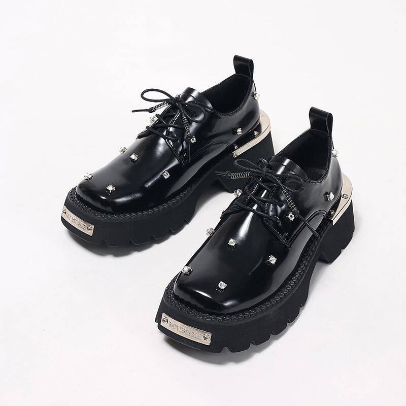 Punk Metal Decoration Chunky P - đánh giá và giá Women'S Shoes Loafers Black