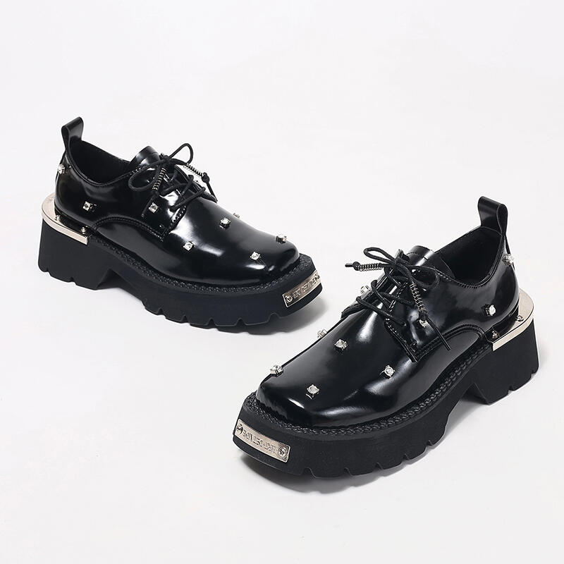 Punk Metal Decoration Chunky P - đánh giá và giá Women'S Shoes Loafers Black