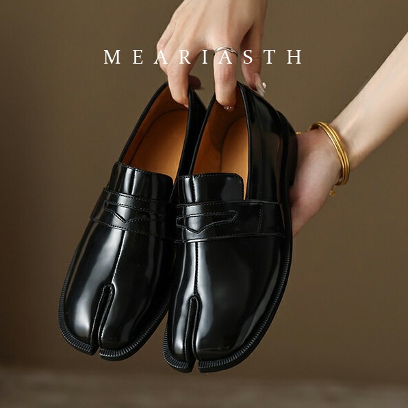 black Tabi Shoes Split Toe Pat - đánh giá và giá Women'S Shoes Loafers Black