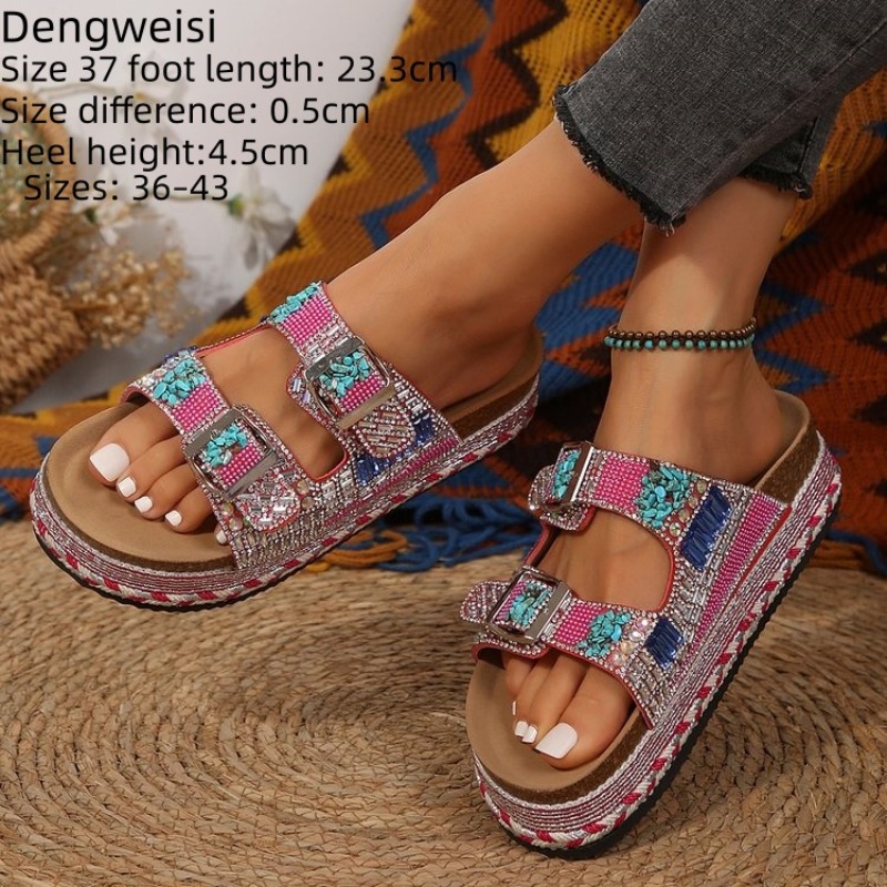 Fashion Pink Beaded Platform W - đánh giá và giá Cork Wedge Sandal