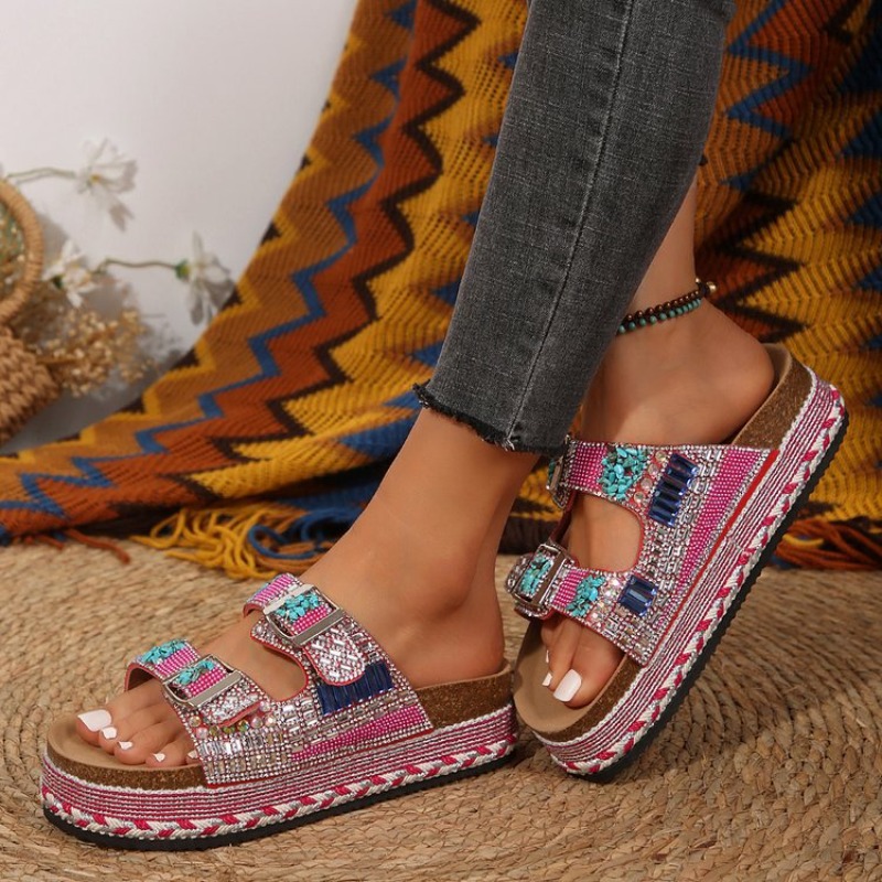Fashion Pink Beaded Platform W - đánh giá và giá Cork Wedge Sandal