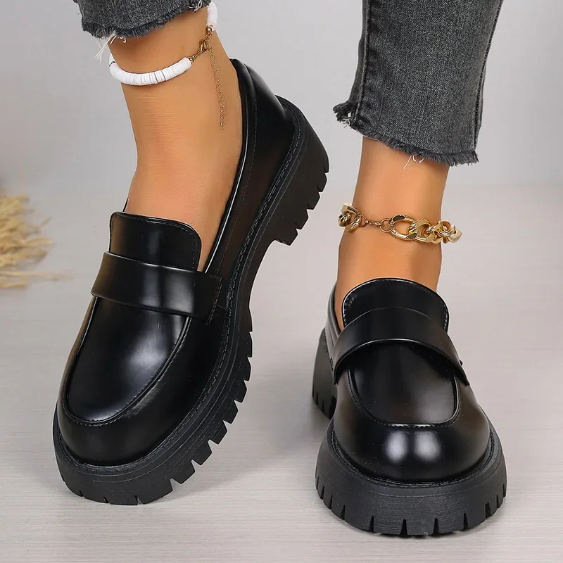 Plus Size 35-43 Black Pu Leath - đánh giá và giá Women'S Shoes Loafers Black