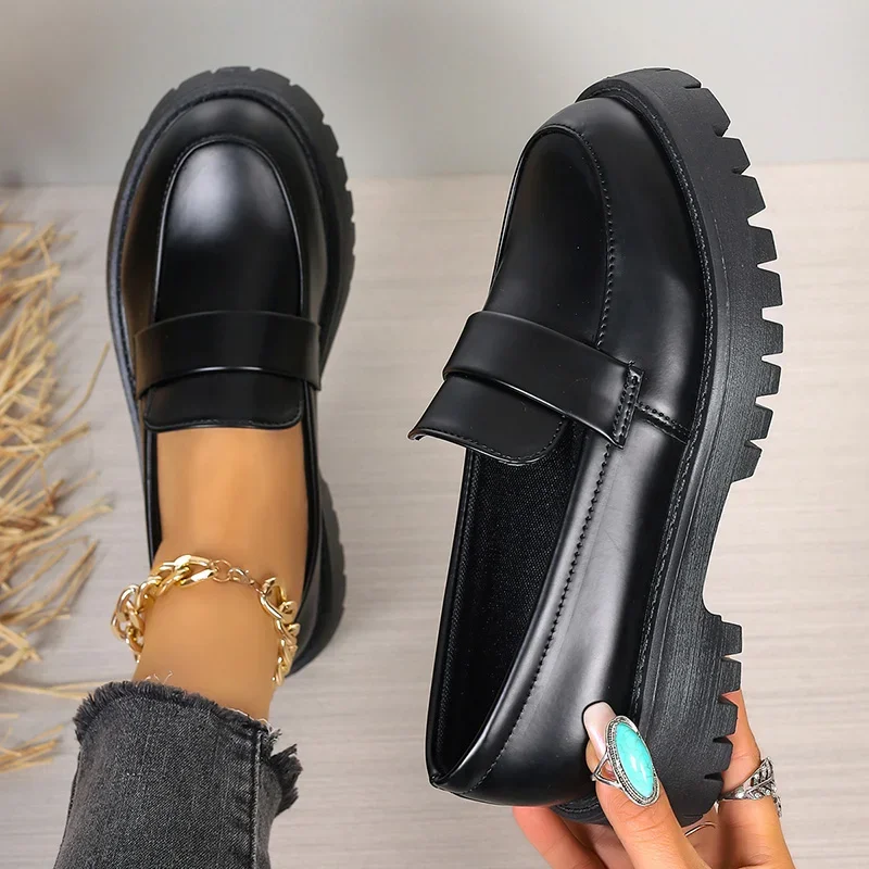 Plus Size 35-43 Black Pu Leath - đánh giá và giá Women'S Shoes Loafers Black