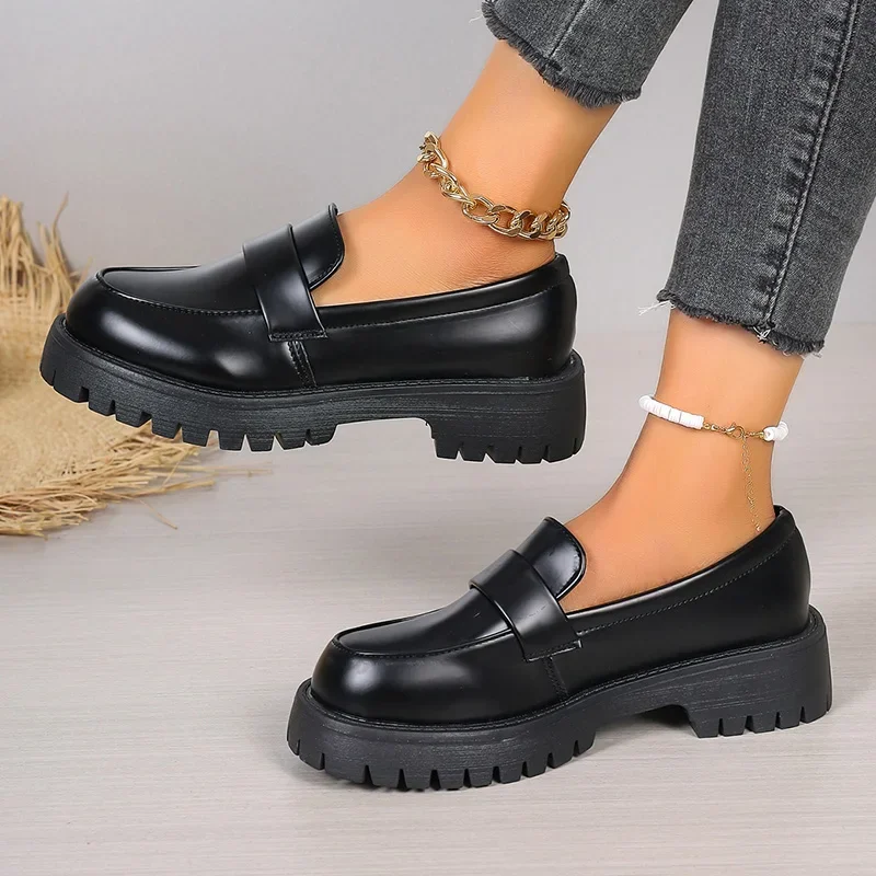 Plus Size 35-43 Black Pu Leath - đánh giá và giá Women'S Shoes Loafers Black