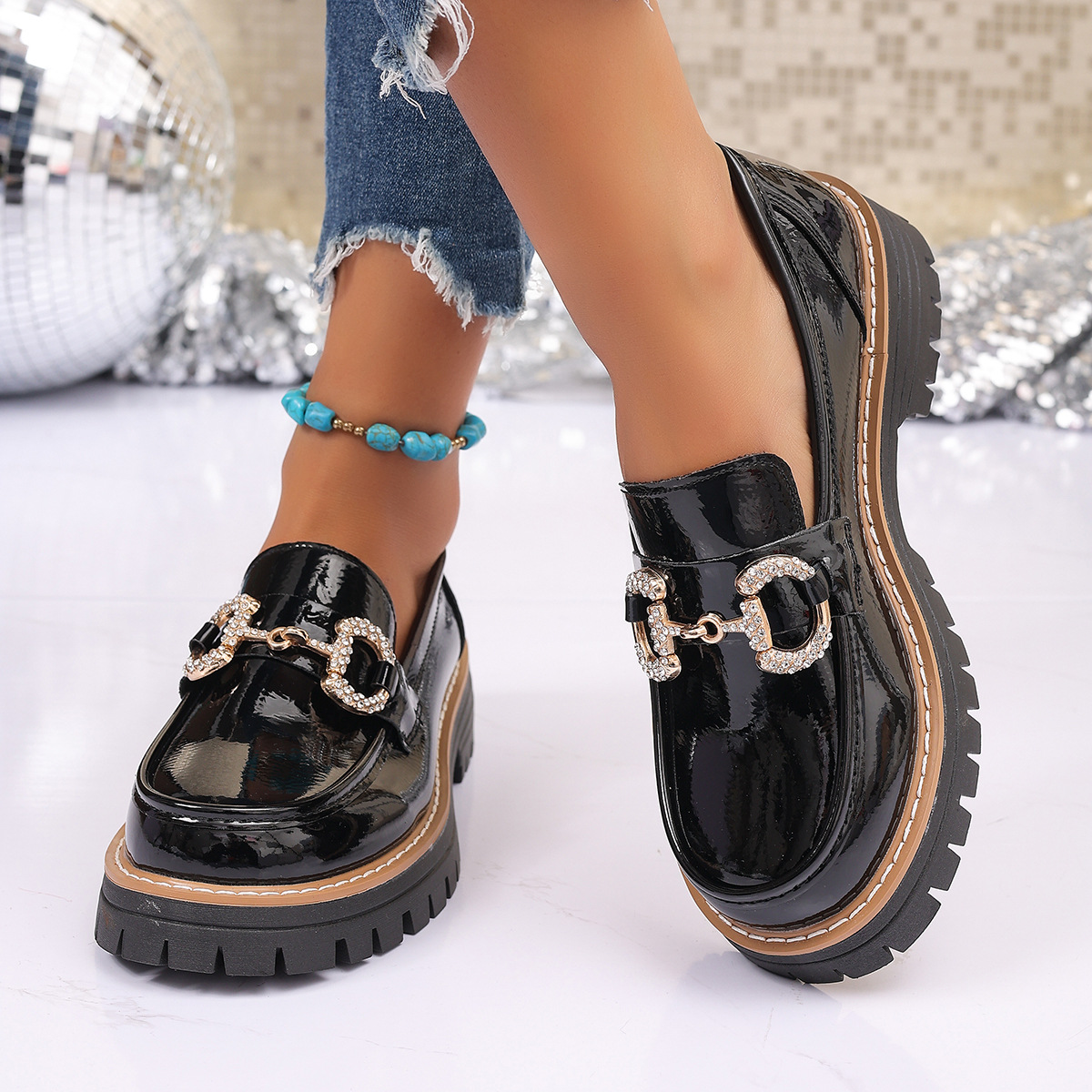 Retro Chain Low Heel Pumps Wom - đánh giá và giá Women'S Shoes Loafers Black